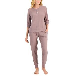 Alfani Thermal Henley Pajama Set, Created‎ for Macy's Size XS